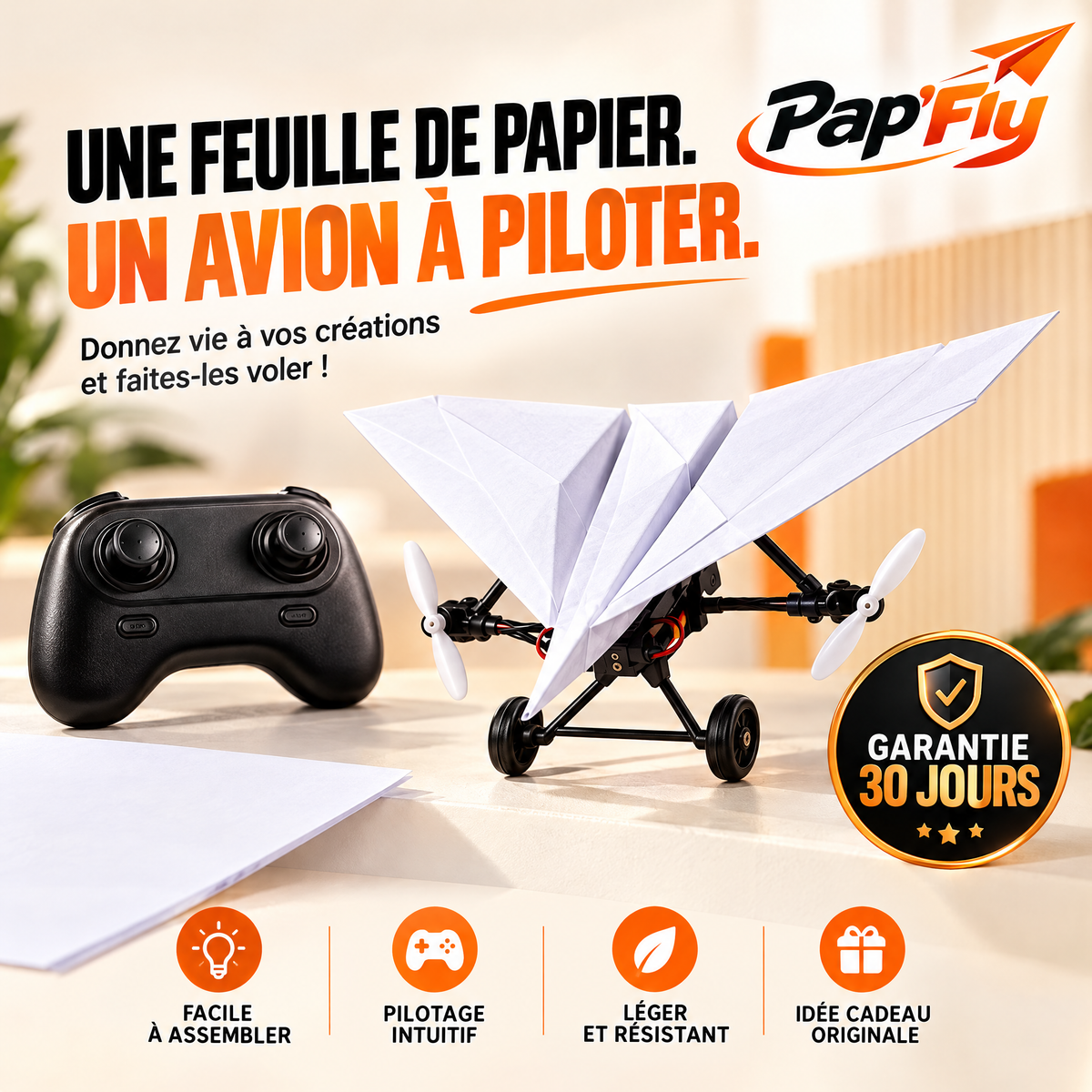Pap'Fly – Kit avion en papier télécommandé